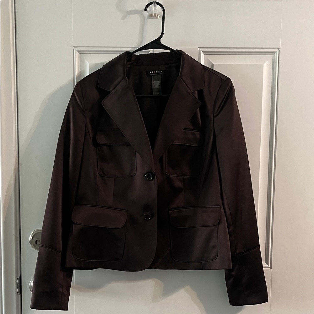 Elegant Black Satin Blazer